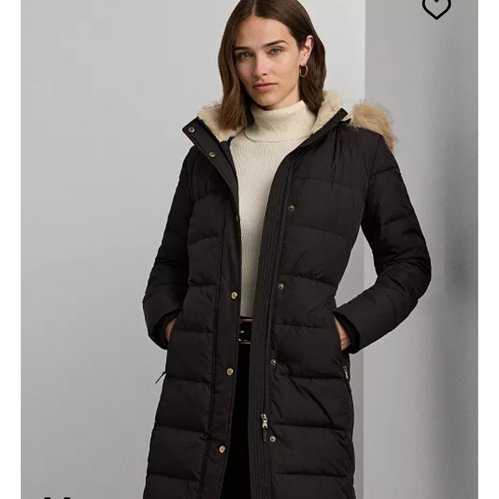 Ralph Lauren Heavy Down Berber Lined Collar Hooded Puffer Coat Black XXS NWT